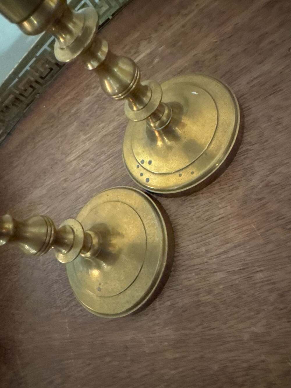 Vintage Pair of Enesco Solid Brass Taper Candlesticks Holders - Picture 3 of 7
